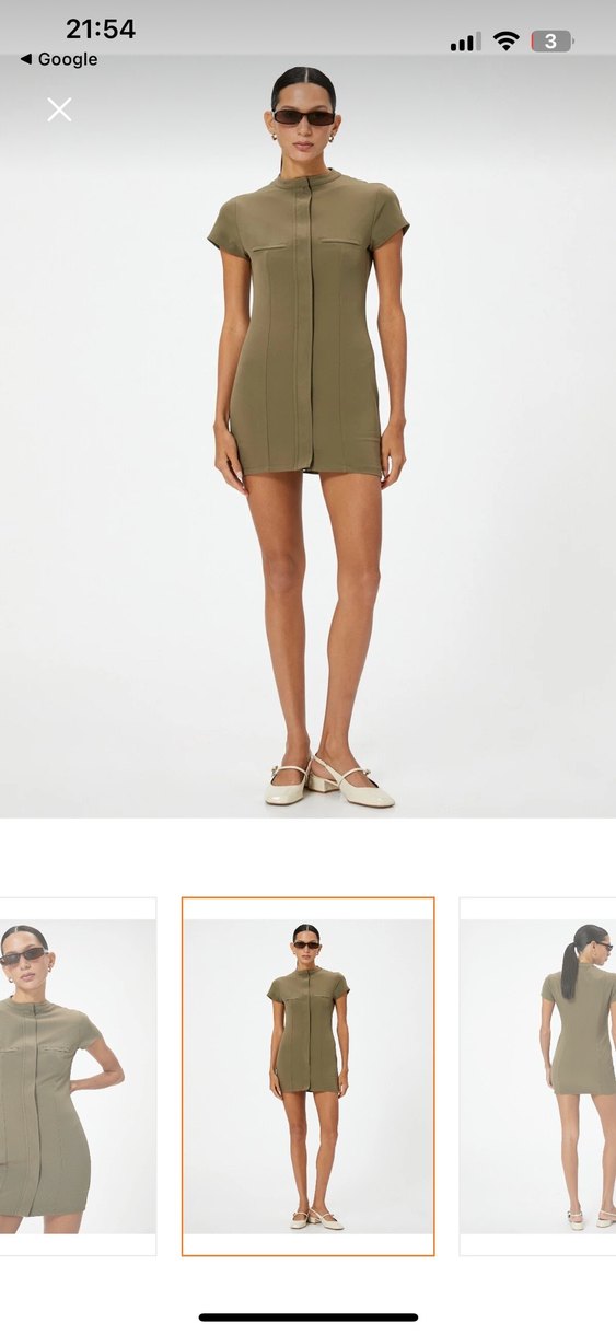 Kadın koyu yeşil  mini elbise - Görsel 5