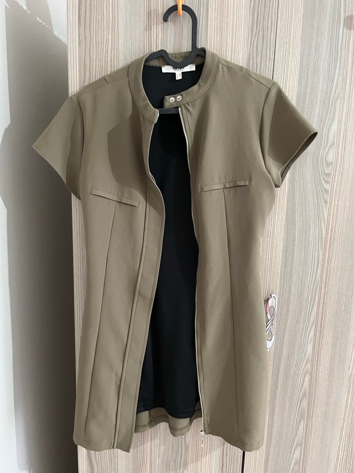 Kadın koyu yeşil  mini elbise - Görsel 2