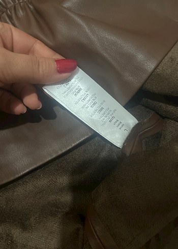 Kahverengi Deri Fırfırlı Midi Etek - Görsel 3