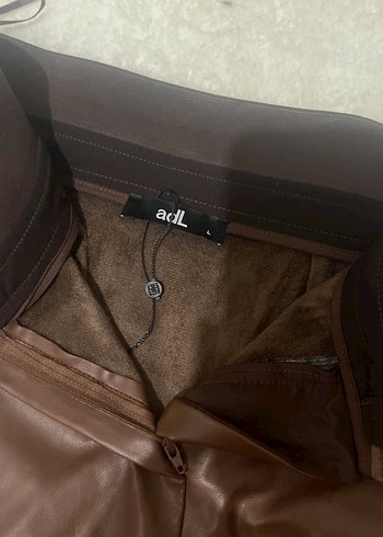 Kahverengi Deri Fırfırlı Midi Etek - Görsel 2