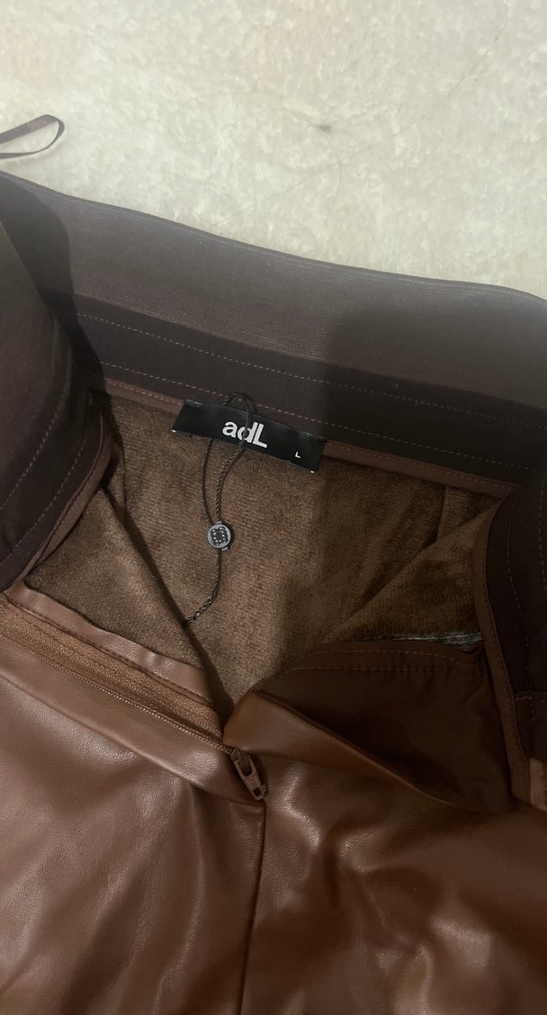 Kahverengi Deri Fırfırlı Midi Etek - Görsel 2