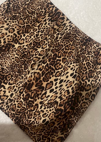 Kahverengi Leopar Desenli Mini Etek - Görsel 4