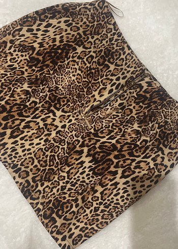Kahverengi Leopar Desenli Mini Etek - Görsel 3