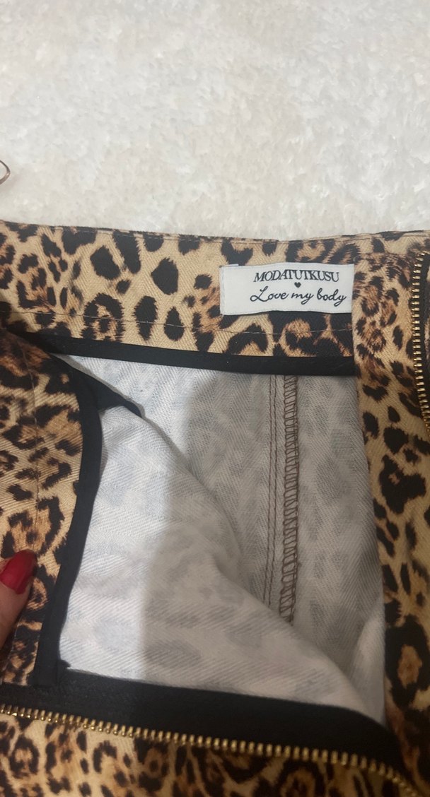 Kahverengi Leopar Desenli Mini Etek - Görsel 2