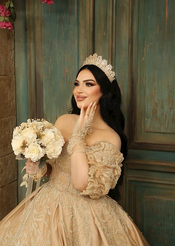 Bej Drapeli Straplez Uzun Kollu Nişan Elbisesi - Görsel 4