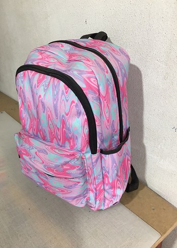 Pembe Bağcıklı Batik Desenli Sırt Çantası - Görsel 2