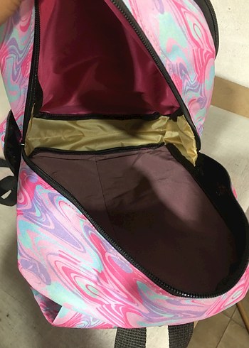 Pembe Bağcıklı Batik Desenli Sırt Çantası - Görsel 7