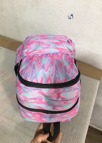 Pembe Bağcıklı Batik Desenli Sırt Çantası - Görsel 5