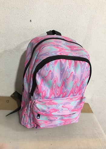 Pembe Bağcıklı Batik Desenli Sırt Çantası - Görsel 3