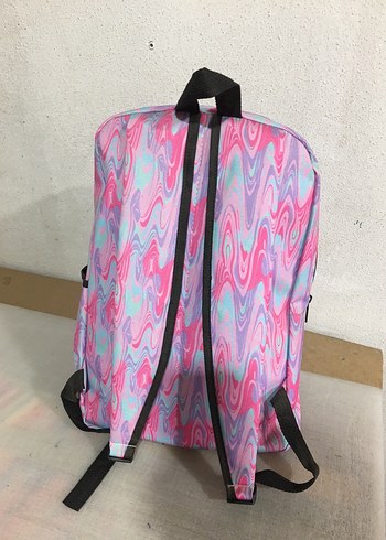 Pembe Bağcıklı Batik Desenli Sırt Çantası - Görsel 6