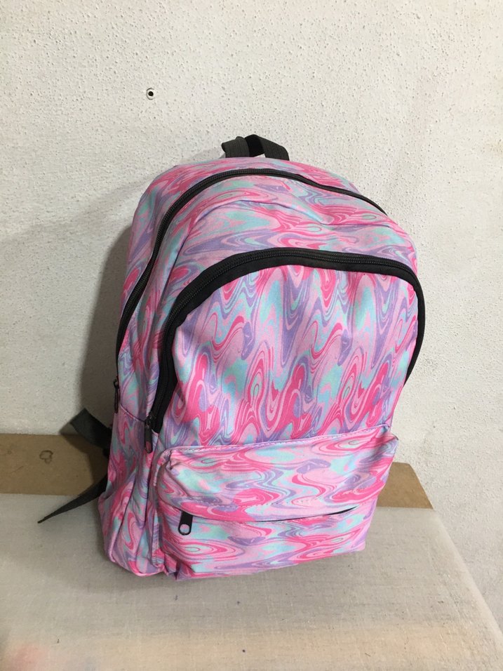 Pembe Bağcıklı Batik Desenli Sırt Çantası - Görsel 3