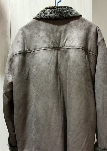 Gri Süet Erkek Ceket, Kürklü, Salaş Model - Görsel 2