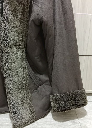 Gri Süet Erkek Ceket, Kürklü, Salaş Model - Görsel 3