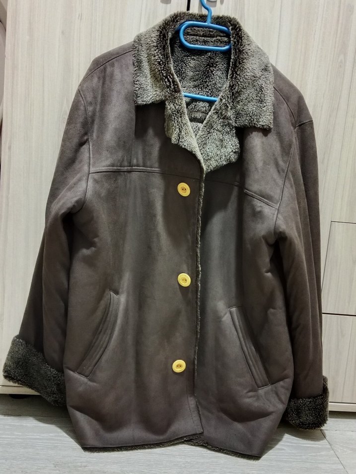 Gri Süet Erkek Ceket, Kürklü, Salaş Model - Görsel 5