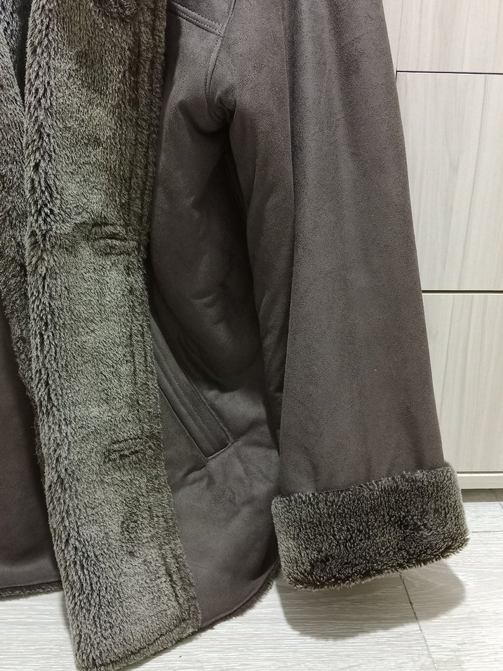 Gri Süet Erkek Ceket, Kürklü, Salaş Model - Görsel 3