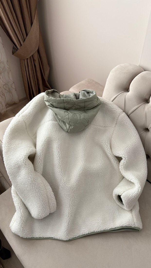 Kadın Beyaz Peluş Midi Kaban - Görsel 2