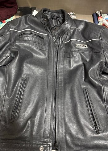 Siyah Deri Biker Ceket, Tokalı, Dar Kesim - Görsel 4