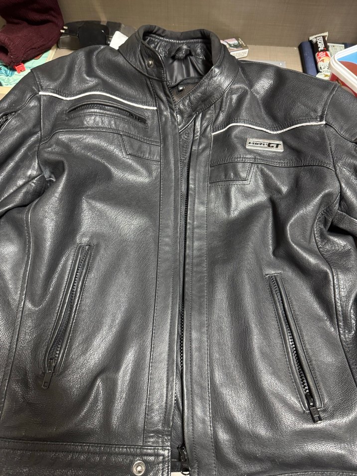 Siyah Deri Biker Ceket, Tokalı, Dar Kesim - Görsel 4