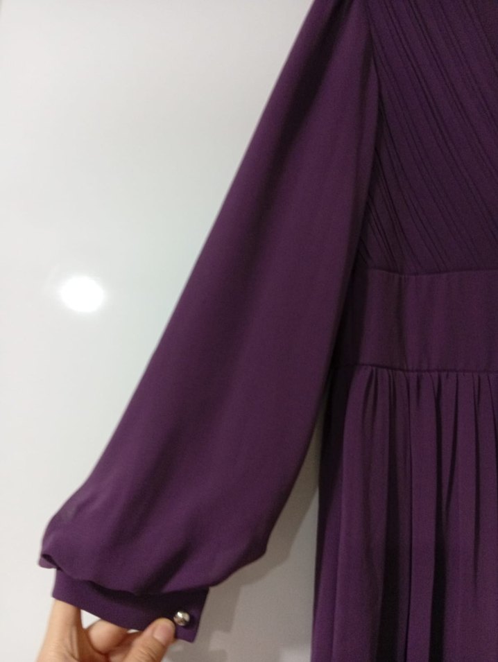 Mor Uzun Piliseli Kadın Elbise - Görsel 4