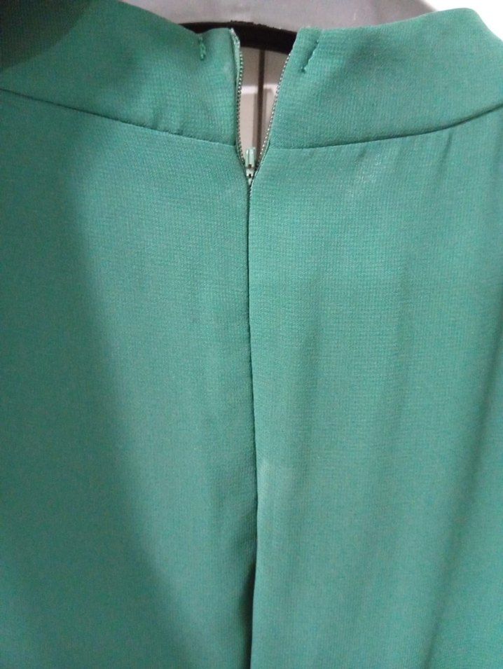 Kadın Yeşil Uzun Kol Drapeli Elbise - Görsel 5