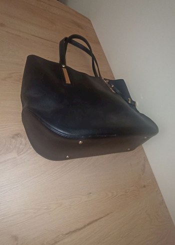 Siyah Deri Klasik Tokalı Kadın Çanta - Görsel 2