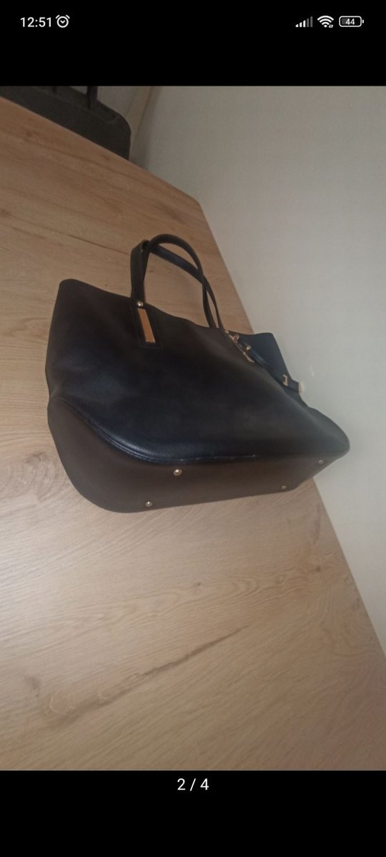 Siyah Deri Klasik Tokalı Kadın Çanta - Görsel 2