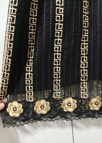 Nakışlı Siyah Bohem Uzun Elbise - Görsel 4