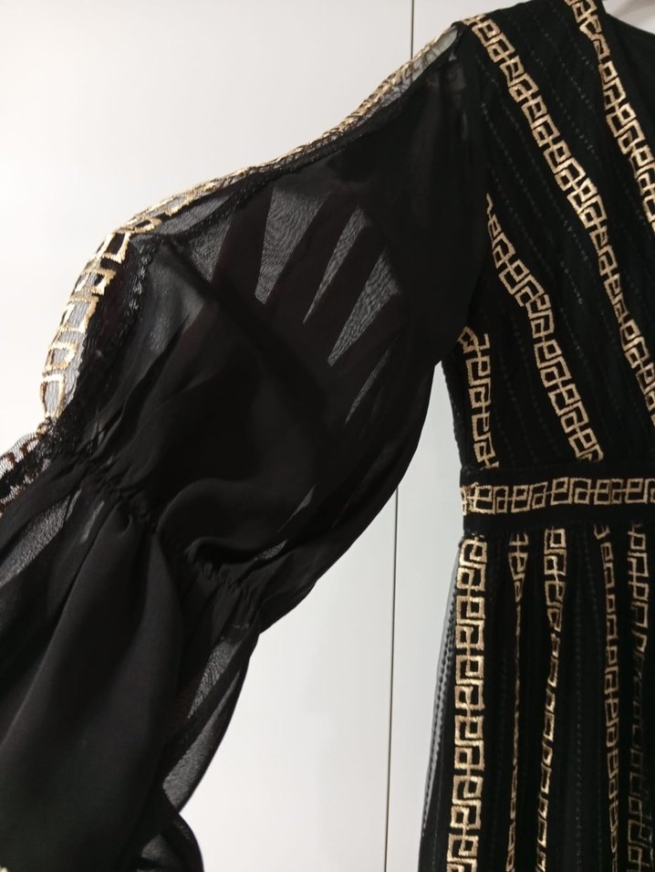 Nakışlı Siyah Bohem Uzun Elbise - Görsel 3