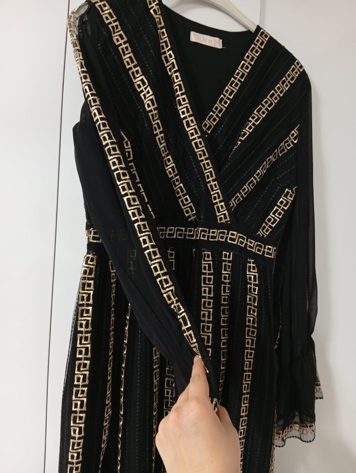 Nakışlı Siyah Bohem Uzun Elbise - Görsel 2