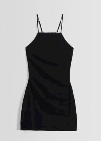 Siyah İnce Askılı Mini Elbise - Görsel 2