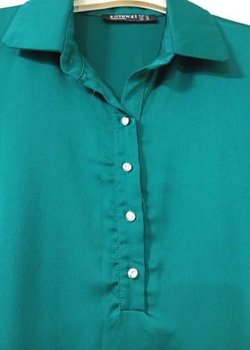 Zümrüt Yeşili Kadın Midi Tunik - Görsel 3