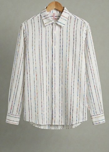 Kadın Bej Çizgili Uzun Kollu Gömlek - Görsel 4