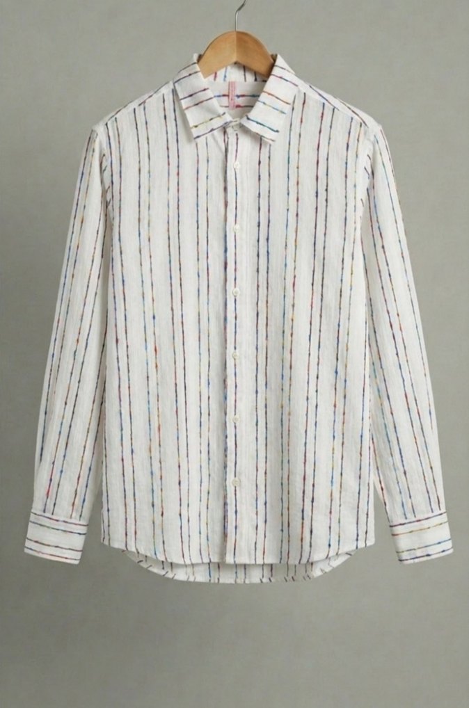 Kadın Bej Çizgili Uzun Kollu Gömlek - Görsel 4