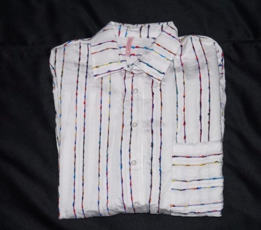 Kadın Bej Çizgili Uzun Kollu Gömlek - Görsel 3