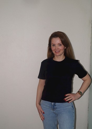 Massimo Dutti Kadın Siyah Kısa Kollu Tişört - Görsel 3