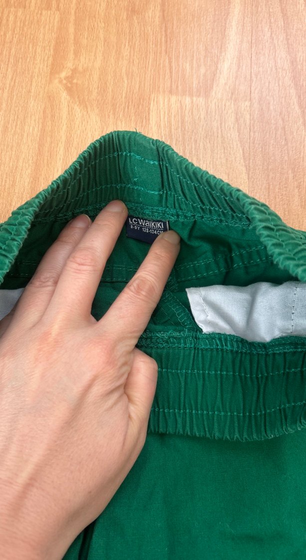 Erkek Çocuk Koyu Yeşil Keten Şort - Görsel 3