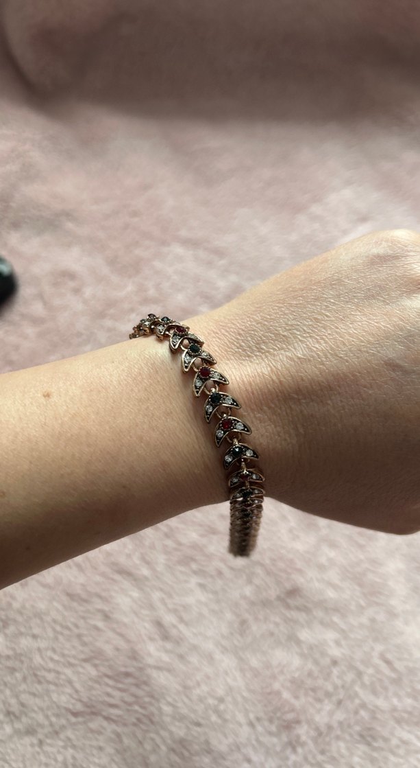 Gri Zincir Detaylı Vintage Bileklik - Görsel 2