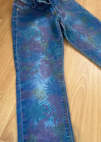 Düğmeli Lacivert Batik Desenli kız çocuk Jean - Görsel 3