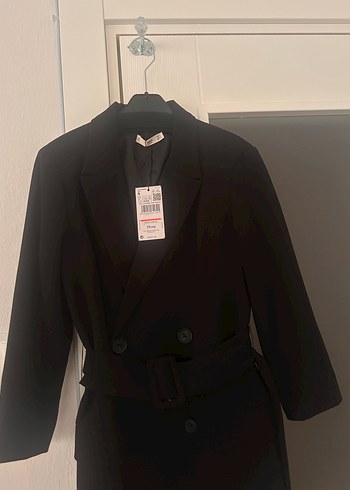 Mango Kemerli Siyah Blazer Elbise - Görsel 3