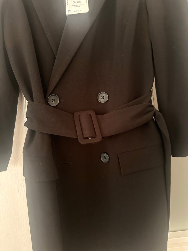 Mango Kemerli Siyah Blazer Elbise - Görsel 2