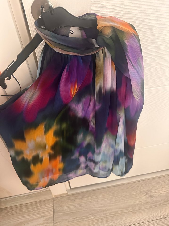 Mango Çok Renkli Bağlama Desenli Drapeli Bluz - Görsel 4