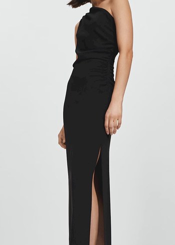 Mango Siyah Drapeli Midi Kadın Elbise - Görsel 3