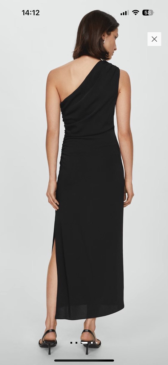 Mango Siyah Drapeli Midi Kadın Elbise - Görsel 2