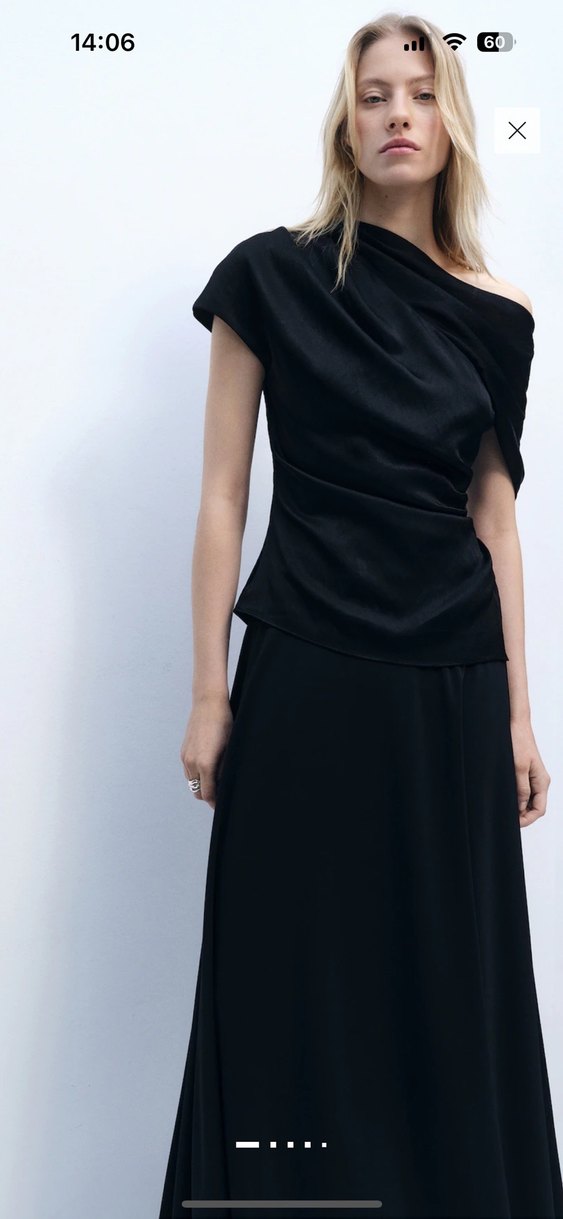 Mango Siyah Drapeli Kayık Yaka Kadın Bluz - Görsel 3