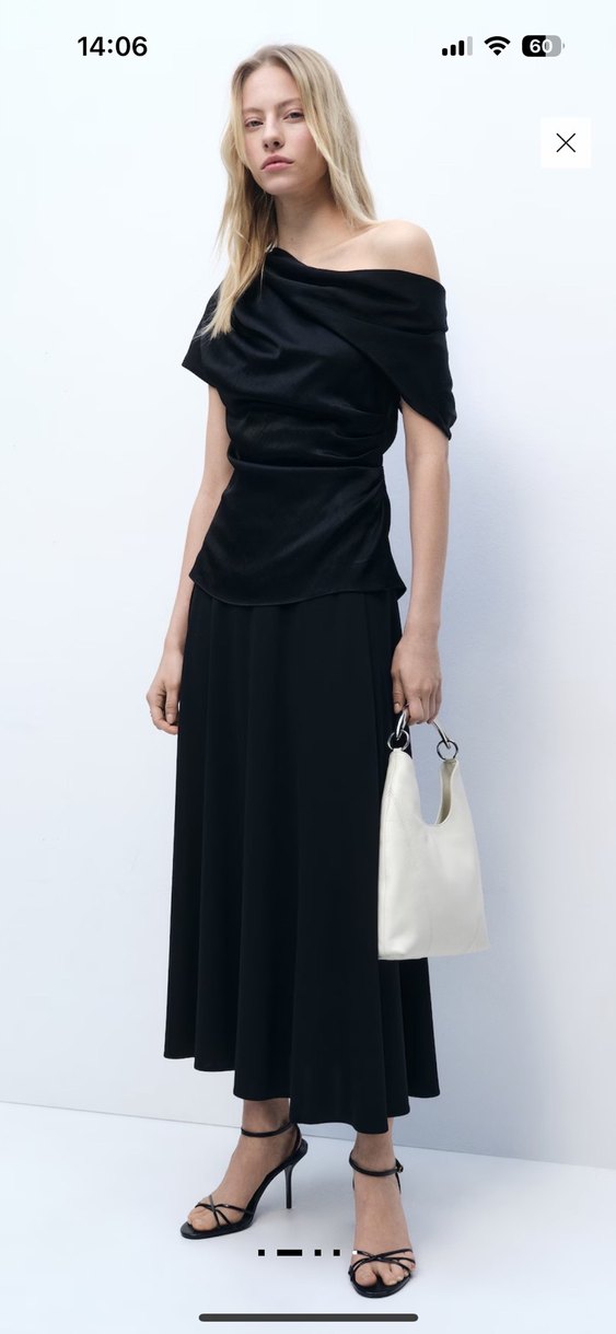 Mango Siyah Drapeli Kayık Yaka Kadın Bluz - Görsel 2