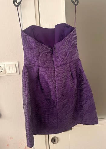 adL Mor Night Zoom Straplez Mini Elbise - Görsel 4