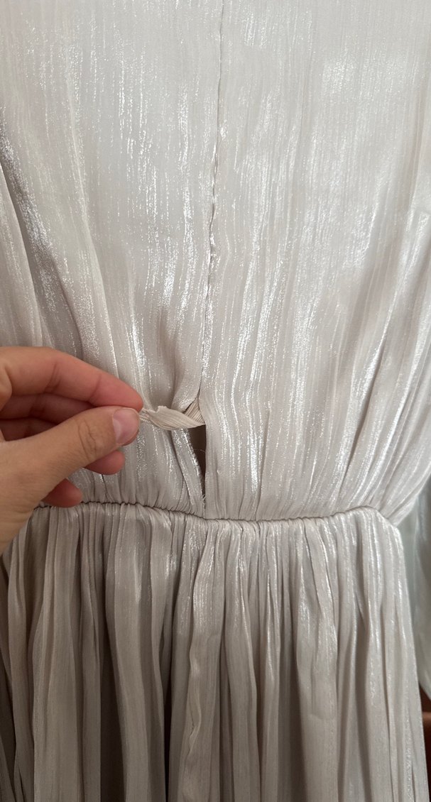 Bej Piliseli abiyeElbise - Görsel 2