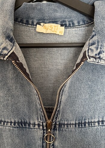 Yıkanmış kot elbise - Görsel 4