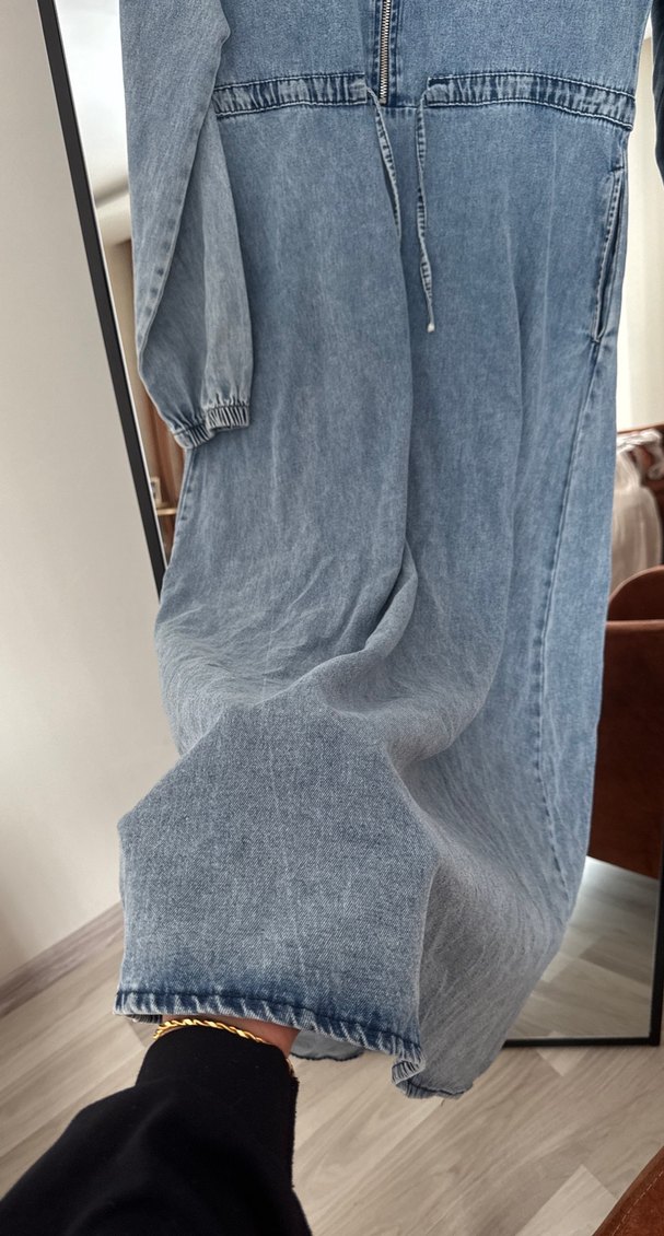 Yıkanmış kot elbise - Görsel 5