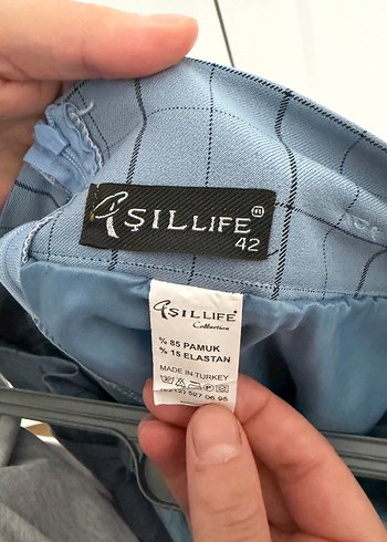 Düğmeli Mavi Ekose Midi Etek - Görsel 3